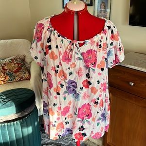 St. John’s Bay Cotton and Rayon Peasant Top Size 2X
